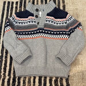 Gymboree Turtleneck Sweater in Gray and Blue with Fair Isle Design